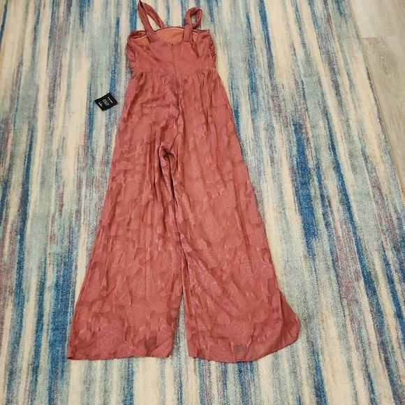 Lulus Womens Rose Floral Chiffon Jumpsuit Sleeveless Burnout Pink Small Size - Picture 8 of 10